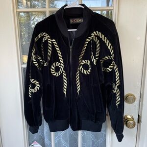 Vintage ESCADA by Margaretha Ley Black Velour Bomber Jacket